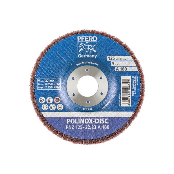 5 X 7/8 POLINOX Fibre-backing Disc - Interleaved - PNZ - Aluminum Oxide - 180 Grit 5PK
